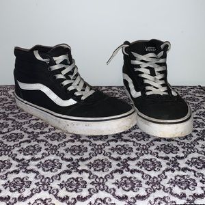 black and white high top vans